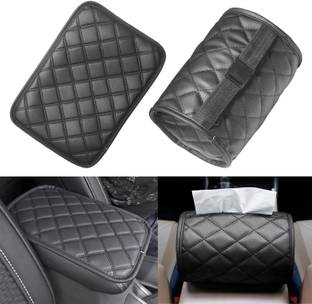 Auto Oprema 2 in 1 Center Console Car Napkin Box Universal Fit for Most Vehicle, SUV, Truck Car Armrest Pad Cushion