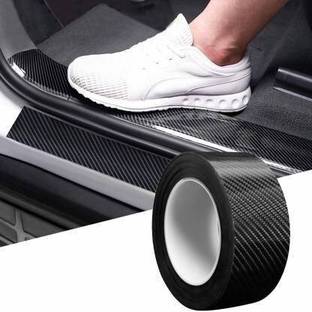 LAVITRA HI-Gloss Black Carbon Fiber Style Waterproof Car Seal Strip Door Edge Cover Guard Strips Entry Sill Guard Scuff Plate Protectors Universal Anti-Scratch Step Decoration Cover Tape -5 Car Beading Roll For Bumper, Door, Trunk, Window Sill
