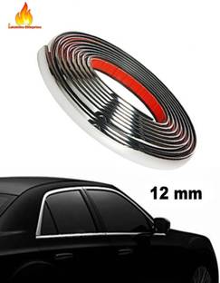 Lakshmina Enterprises Car Side Chrome Beading roll For Car Exterior Decorating and Styling Strips (12 mm 2 meter) Set of 2 Car Beading Roll For Grill and Garnish Cover, Window, Door, Bumper, Window Sill