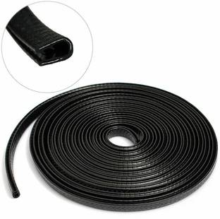 LAVITRA U Shape Edge Trim Rubber Strip Seal Protector Car DoorGuard Cars (16ft/5 mBlack) Car Beading Roll For Bumper, Door, Trunk, Window Sill