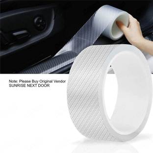 BUABO High Gloss Anti Scratch Black Carbon Fiber Paint Protection Film Tape PPF White Car Beading Roll For Bumper, Trunk, Bonnet