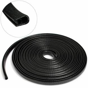 Auto Mac Car U Shape Edge Trim Rubber Strip Seal Protector Car Door Edge Guards (16 ft/5 m, Black) Compatible with All Cars Car Beading Roll For Door