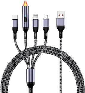 JIWAKI Plug Nylon Braided 1.2 Meter 4 in 1 USB 5A Fast charging cable with cigarette lighter Car Cigarette Lighter