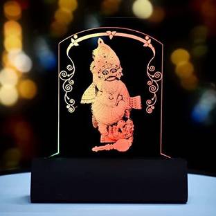 Artistic Gifts 3D Illusion Multicolor LED SARANGPUR HANUMAN Statue For Car Dashboard डेकोरेटिव शोपीस  -  12.5 cm
