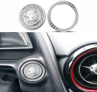 VUSTICA Diamond Encrusted Plastic Ignition Cover Car Engine Push Start Stop Button Cover Car Door Panel