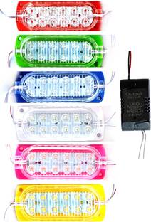 Steko Adapter + 6 Pcs (1-Each Red Green Blue Yellow Pink White) DC 12V 3W 12-Led Light Car Fancy Lights