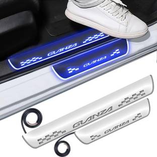 FABTEC Mirror Finish Door Foot Step LED Sill Plate for Glanza (Set of 4, Blue) Car Fancy Lights