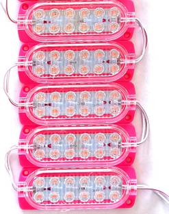 स्टेको 5 Pieces PINK DC 12 VOLT 3 Watt 12 LED Long Module Light For Car Bike कार फैंसी लाइट्स
