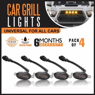 Moto Genius Car Grill LED Light Smoked Shell with Fuse Adapter Wiring Harness Kit Car Fancy Lights