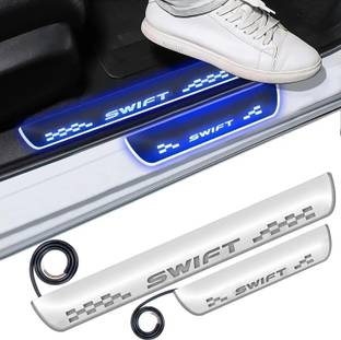 FABTEC Mirror Finish Car Door Foot Step LED Sill Plate for Swift(Set of 4, Blue) Car Fancy Lights