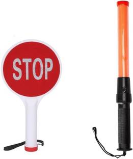 Crewbolt Flashlight Led Traffic Baton Wands Air Marshaling with Stop Go Portable Signs Car Fancy Lights