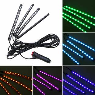 GoMechanic Atmosphere Lights Car LED Strip Light 4pcs 48 LED DC 12V Multicolor Music Car Interior Light LED Under Dash Lighting Kit with Sound Active Function and Wireless Remote Control Car Fancy Lights Car Fancy Lights
