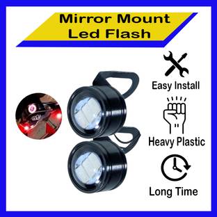 Miwings Waterproof 12V Motorcycle Mirror Mount Led Flash Strobe Light, Eagle Eye LED Strobe Backup DRL Lights Lamp, Warning Brake Light Lamp for Car & Bikes Car Fancy Lights