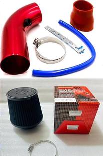 Auto MT Universal RED Cold Air Intake Pipe + K&N CAR AIR FILTER Performance Filter Car Flywheel