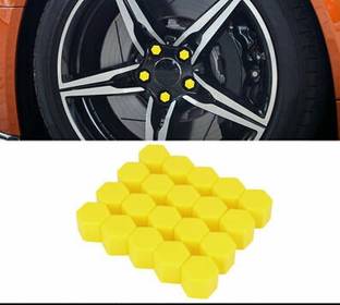 AUTO MT Yellow Silicon-Car Wheel-Nut, 20pc 19MM Bolt-Valve Screw dust Protective Cover Spring Leaf