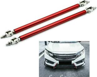 AUTO MT Red 8"11" Strut Rod Adjustable Front-Bumper Lip-Splitter Diffuser Universal Car Spring Leaf