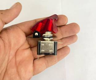 AUTO MT (Red) Toggle Switch with Aircraft, Safety Style Cover for Car/Truck/Bike Switch Spring Leaf