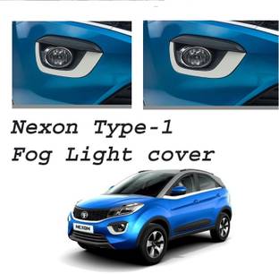 Lamkoti Car silver Plated fog light cover for (2017-19) Chrome Tata Nexon Front Garnish