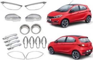 ACECART Exterior Chrome Accessories Combo Kit For Tiago (2020-Present)(Set of 16Pcs) Chrome TATA Aveo Tiago Front Garnish