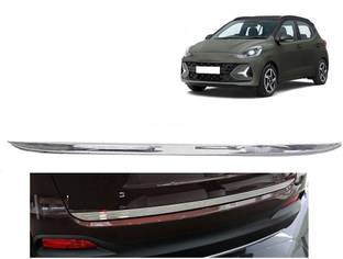 MotoshozX Car Chrome Dicky Trunk Garnish Boot Steel Trim Compatible with i10 Grand Nios Chrome Hyundai i10 Rear Garnish