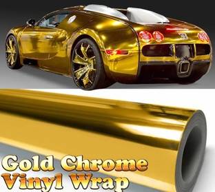 SIA VENDORS Gold Chrome Vinyl Wrap Film Adhesive Film Foil Roll with Air Bubble Glossy Hyundai 1 Series Side Garnish