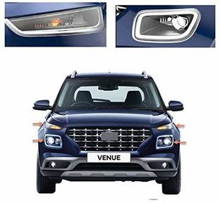 junior chrome Plated Headlight Frame-3 Car Exterior Accessories (Pack of 2) Chrome Hyundai Venue S Diesel Front Garnish