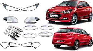 CARJUNCTION Exterior Chrome Accessories Combo Kit For I20 Elite (2014-2017) Set of 14Pcs Chrome Hyundai I20 Elite Front Garnish