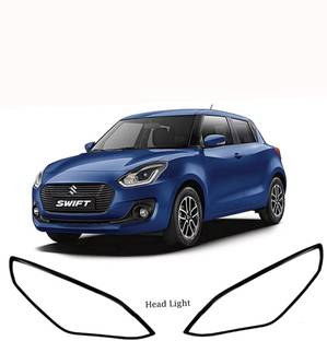 autoxin Head Light Black Glossy Cover Border Garnish for Swift 2018 Model Onwards Glossy Maruti New Swift Front Garnish