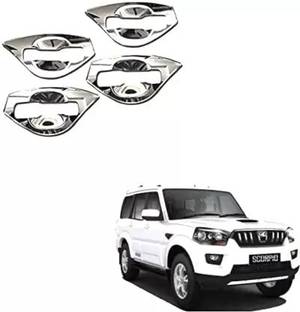 Autxin MAHINDRA SCORPIO CAR DOOR GRAB HANDLE COVER SILVER Chrome MAHINDRA Scorpio Side Garnish