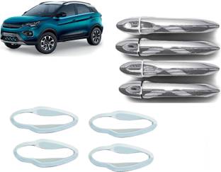 Bubu Car silver Plated chrome combo door handle cover for Tata Nexon (2017-19) Car Grab Handle Cover
