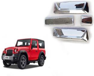Bubu Car silver Plated chrome door catch handle cover for Mahindra Thar (2020 Onward) Car Grab Handle Cover
