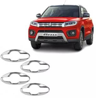 Lamkoti Car silver Plated chrome door handle finger guard cover for Maruti Vitara Brezza Car Grab Handle Cover