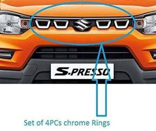 CCE Car Front Fancy Chrome Ring's Type Grill for Maruti S-Presso (Set of 4 Pieces) Car Grill Cover