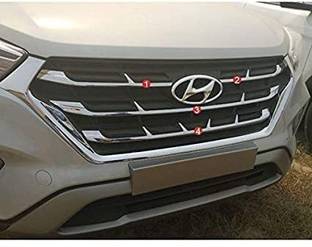 dmax CRETA Compatible Front Chrome Plated Grill Trims Set of 4 with New Creta Car Grill Cover