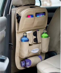 Tradesk Car Back Seat Organiser Biege Car Storage Bag