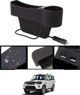 AYW Black Seat Gap Organizer Front Seat With USB Ports,Cup,Phone,Key,Coin Holder 200 Car Side Seat Catcher