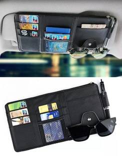 Augen PU Leather Car Sun Visor Organizer Hanging Phone Storage Pouch Holder (Black) Car Storage Bag