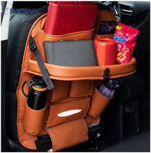 Edylinn Organizer PU Bag With Folding Car Meal Tray Car Multi Pocket