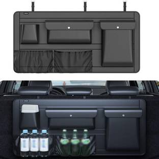 Hukimoyo Black Car Back Seat Storage Organizer Adjustable Car Boot Trunk Hanging Bag Car Storage Bag