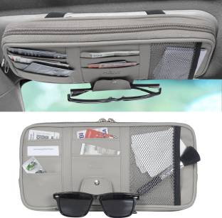 HBM Car Sun Visor Organizer, Sunglass Pen Card Small Document Storage Pouch Holder Car Multi Pocket