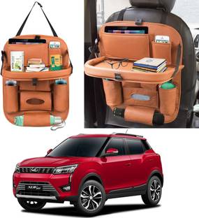 Alisan PU Leather Car Back Seat Organizer with Tray For Mahindra XUV-300 Car Storage Bag & Bin