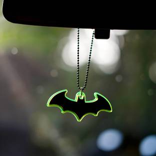 EliteAuto Premium Batman Green fluorescent DoubleLayer car Mirror Hanging with Metal Chain Car Hanging Ornament