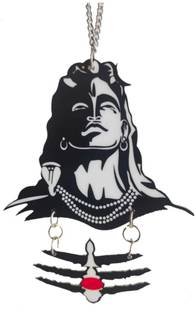 Kumar agencies Car Logo Lord Shiva on Mount Kailash with Tilak Hanging Spiritual Ornament Decor for Rear View Mirror, (Black) Car Hanging Ornament