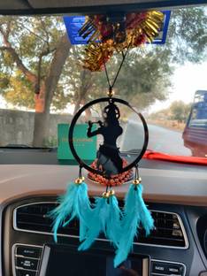 JIYU CREATION Dream Catcher Car Hanging Emblem Wall Hanging Krishna Decorative Showpiece Car Hanging Ornament