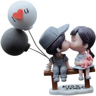 QAWACHH Car Cute Couple for Car Dashboard Sitting Pose Universal Interior Grey color Car Hanging Ornament