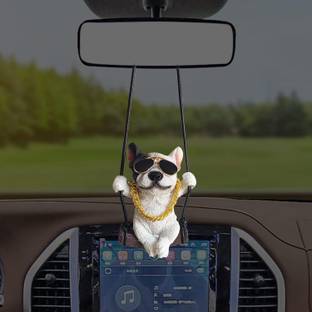 LAVITRA French Bulldog Car Pendant Resin Animal Car Mirror Hanging Accessories Car Hanging Ornament