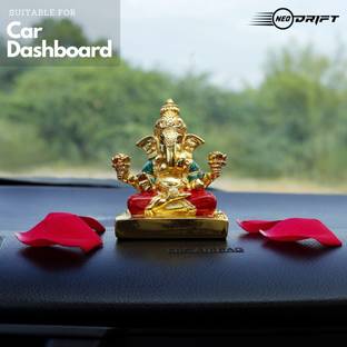 Neodrift Ganesh Idol for Car Dashboard (Real 24kt & 999 Silver Plated) ND-11 Car Hanging Ornament