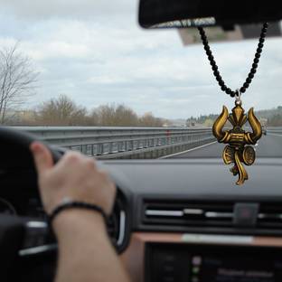 Shiv Jagdamba Religious Lord Shiv Om Trishul Damaru Car Rearview Mirror Charm ShivCrMa2024167 Car Hanging Ornament