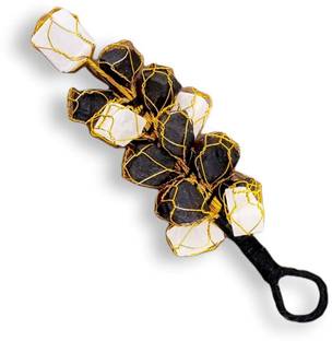 Sawcart Black Tourmaline and Selenite Chunks for Hanging for protection from Negativity Decorative Showpiece  -  15 cm