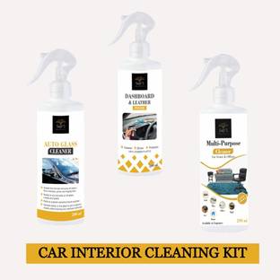 SAPI'S Car Interior Cleaning Kit (Pack of 3 Items) ™ Car Interior Cleaning Kit (Pack of 3 Items) Auto Glass Cleaner, Dashboard Polish, Multipurpose Cleaner, 200 ML Each, Set of 3, Best car Interior Cleaning Kit for Car Roof, Car Dashboard, Car Glass etc. Vehicle Interior Cleaner